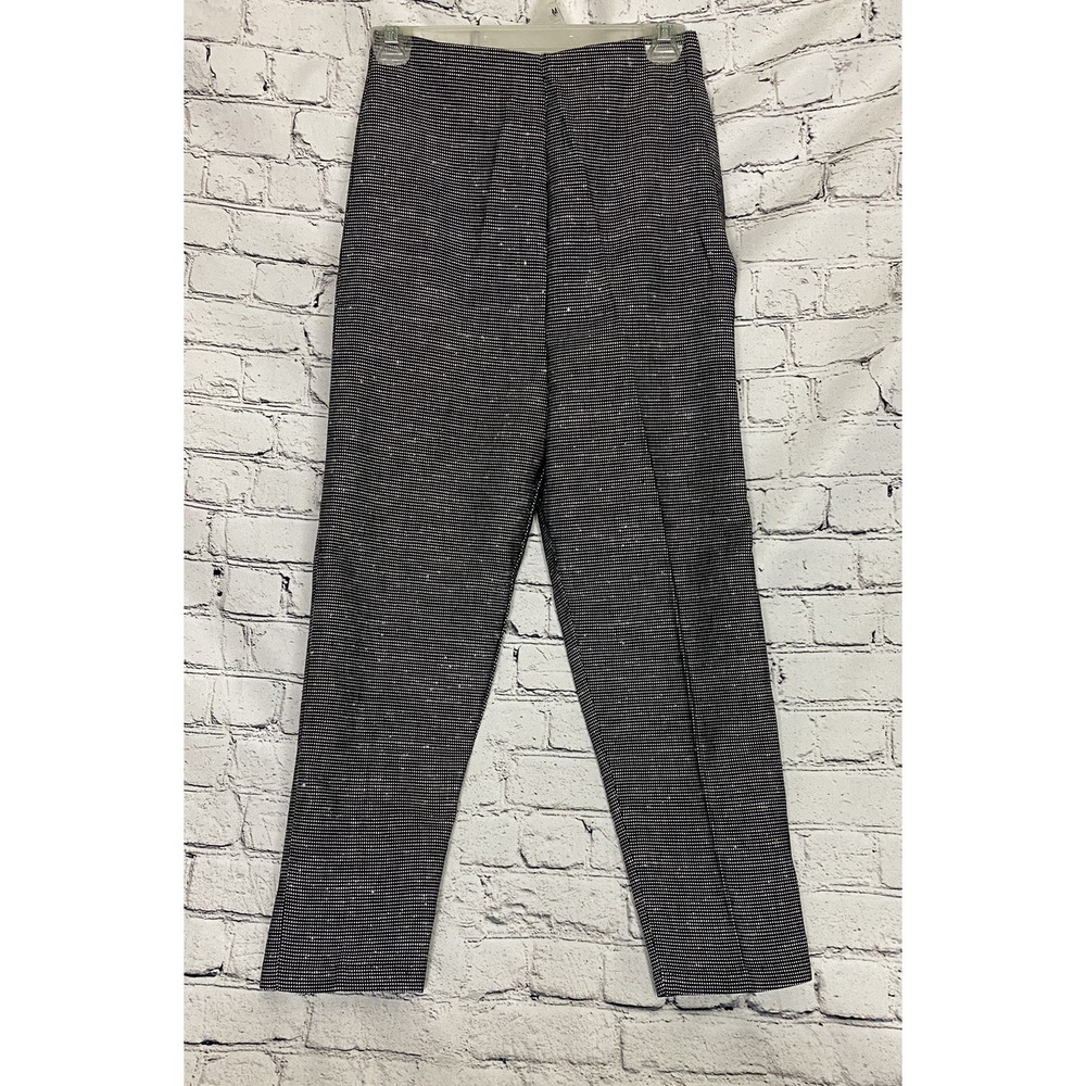 VTG 70's NWOT 10 Black White Side Zip Textured Pants Disco Unbranded